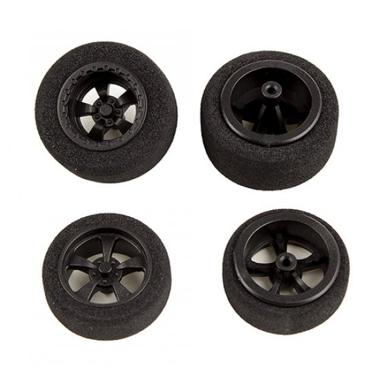 DR28 Front & Rear, Wheels & Tires, Mounted, Black (4pcs)