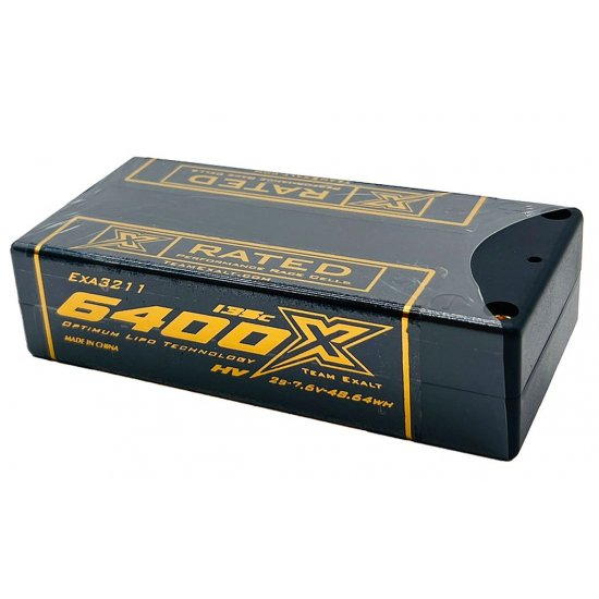 2S 7.6V 6400MAH 135C Shorty w/5mm Bullets HVX-Rated LiPo Battery Series