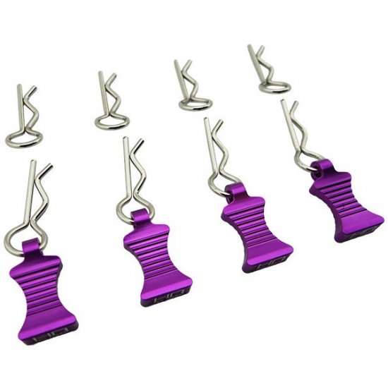 1/10 Purple Aluminum EZ Pulls (4pcs), Body Clips (8pcs)
