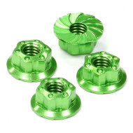 Integy Realistic Billet Machined M4 Size Serrated Wheel Locknut, Green 4pcs