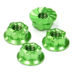 Integy Realistic Billet Machined M4 Size Serrated Wheel Locknut, Green 4pcs