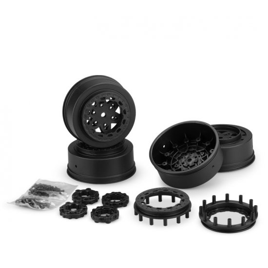 Tremor Front & Rear Wheels, Black, Fits Traxxas UDR, 4pc