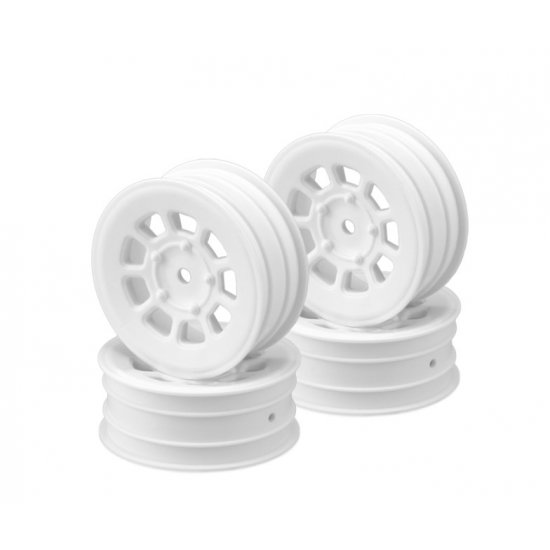9 Shot 2.2" Front Buggy Wheel, White, for B6.1 / YZ2 / XB2 / RB7 / KC, 4pc
