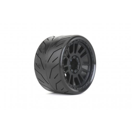 1/8 SMT 4.0 Black Phoenix Tires Mounted on Black Claw Rims, Medium Soft, Belted, 17mm 1/2" Offset