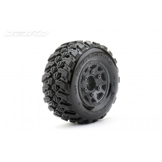 1/10 SC King Cobra Tires Mounted on Black Claw Rims, Medium Soft, 12mm Hex, 0" Offset