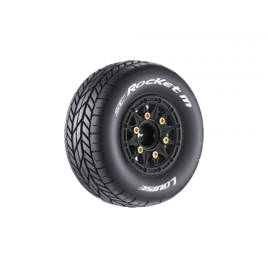 SC-Rocket M Oval Track 1/10 Short Course Tires, Soft, 12, 14 & 17mm Removable Hex on Black Rim (2) 