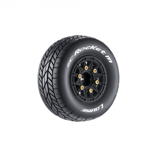 SC-Rocket M Oval Track 1/10 Short Course Tires, Super Soft, 12, 14 & 17mm Hex on Black Rim (2)