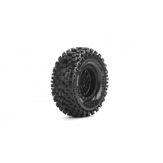 CR-Uphill 1/18, 1/24 1.0" Crawler Tires, 7mm Hex, Super Soft, Mounted on Black Rim, Front/Rear (2)