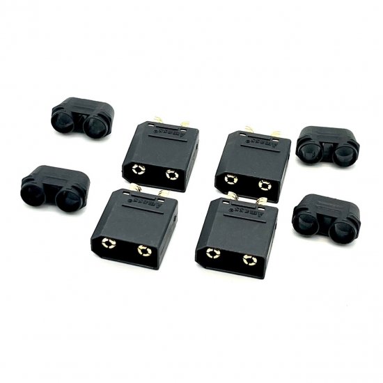 XT90 Connectors, Black, w/ 4 Male Plugs