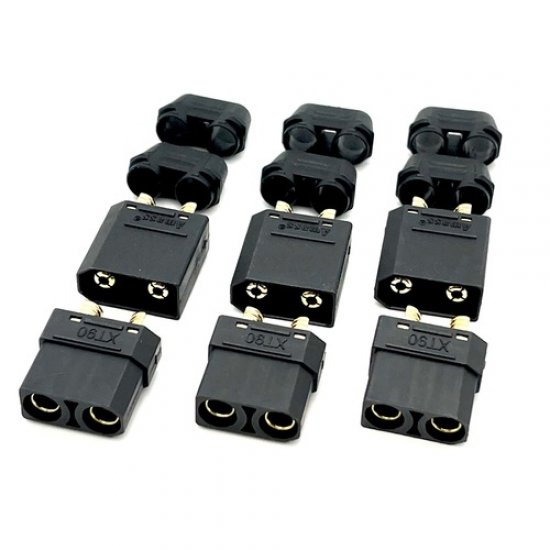 XT90 Connectors, Black, w/ 3 Female + 3 Male Plugs