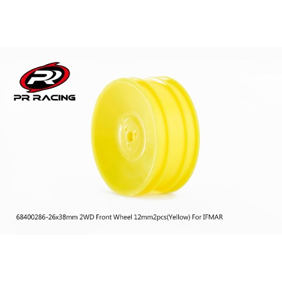 2WD Front Wheel 12mm*2pcs(Yellow)For IFMAR, 26x38mm