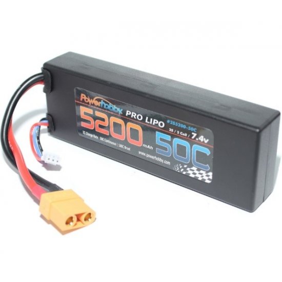 Powerhobby  5200mAh 7.4V 2S 50C LiPo Battery w/ Hardwired XT90 Connector