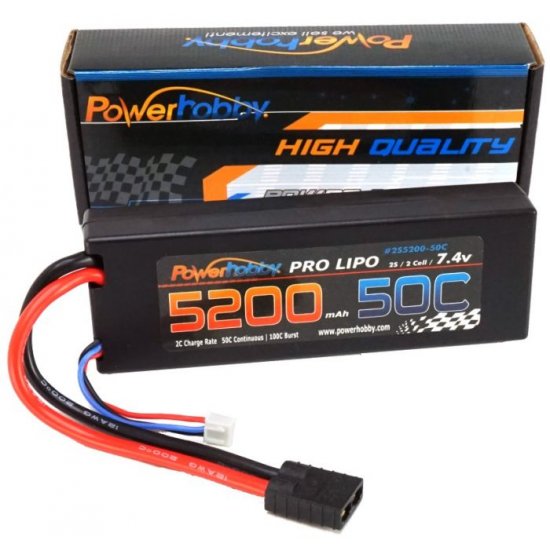Powerhobby  5200mAh 7.4V 2S 50C LiPo Battery w/TRX Connector