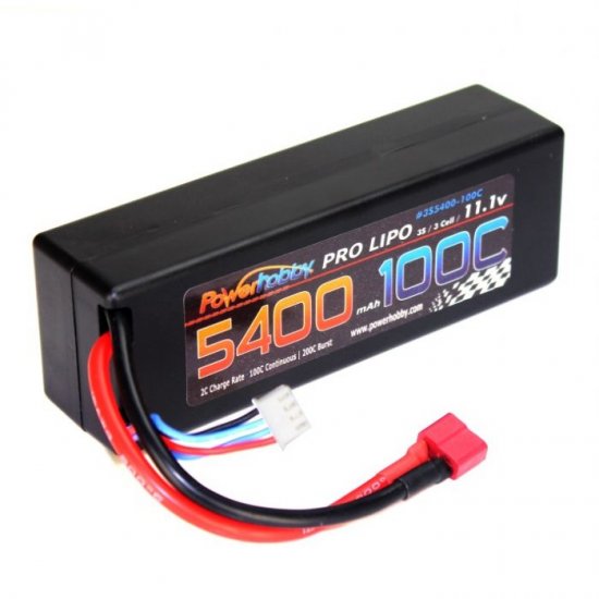 3S 11.1V 5400MAH 100C Hard Case Lipo Battery, w/ Deans Connector