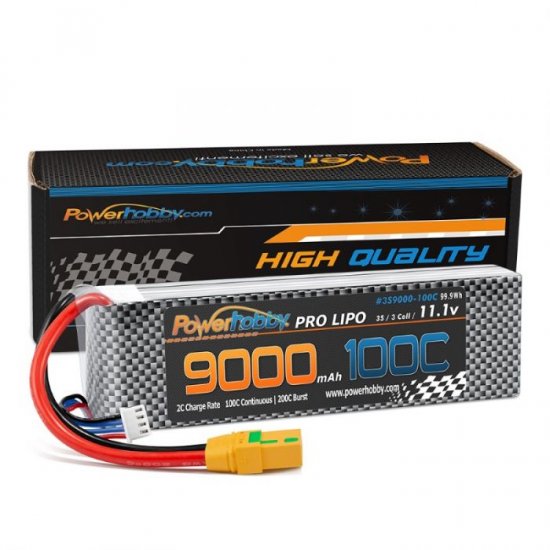 3S 11.1V 9000mah 100C-200 Lipo Battery w XT90 Connector