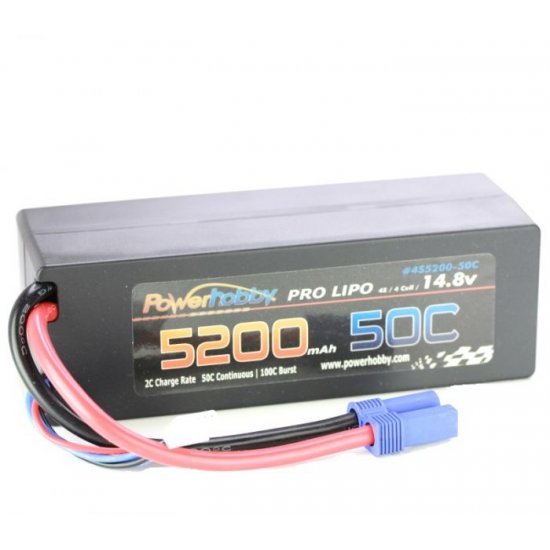  5200mAh 14.8V 4S 50C LiPo Battery with Hardwired EC5 Connector