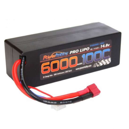 4S 14.8v 6000mAh 100C LiPo Battery w/ Deans plug Hard Case  100C Continuous / 200C Brust 