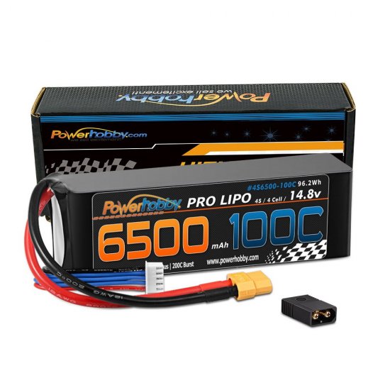 4s 14.8v 6500mah 100c Lipo Battery w XT60 Plug + Adapter