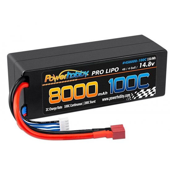 4s 14.8V 8000MAH 100C Lipo Battery w Deans Plug Hard Case