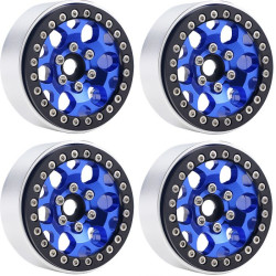 B3 Aluminum 1.9 Beadlock Wheels 9mm Hubs, Blue, for 1/10 Rock Crawler, 4pcs