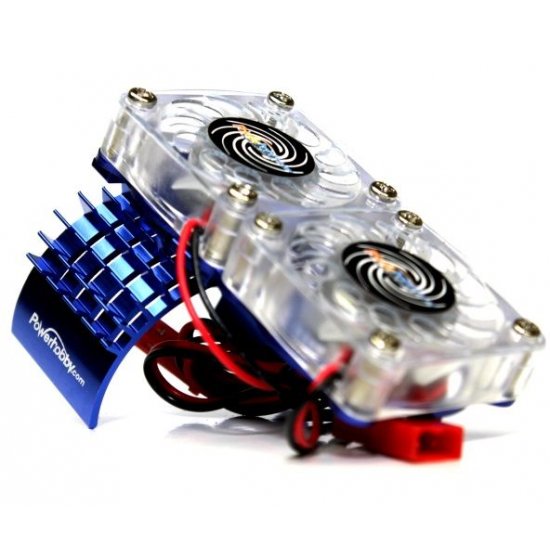 Aluminum Motor Heatsink & Twin Cooling Fan, for Slash 4WD, Blue