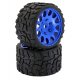 Raptor Belted Monster Truck Wheels(Blue)/Tires (pr.), Pre-mounted, Sport Medium Compound 17mm Hex