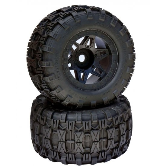 1/8 Raptor 3.8" Belted All Terrain Tires 17mm Mounted - Black