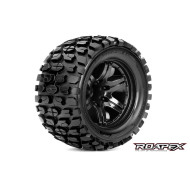 Tracker 1/10 Monster Truck Tires, Mounted on Black Wheels, 1/2 Offset, 12mm Hex (1 pair)