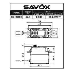 Savox Black Edition High Torque Digital Servo .09/277 @ 7.4V