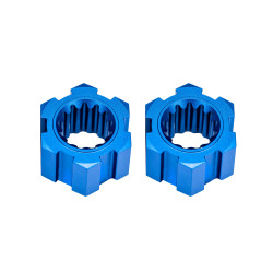Blue Aluminum Front Sand Car Hex Hubs & Clips (2)