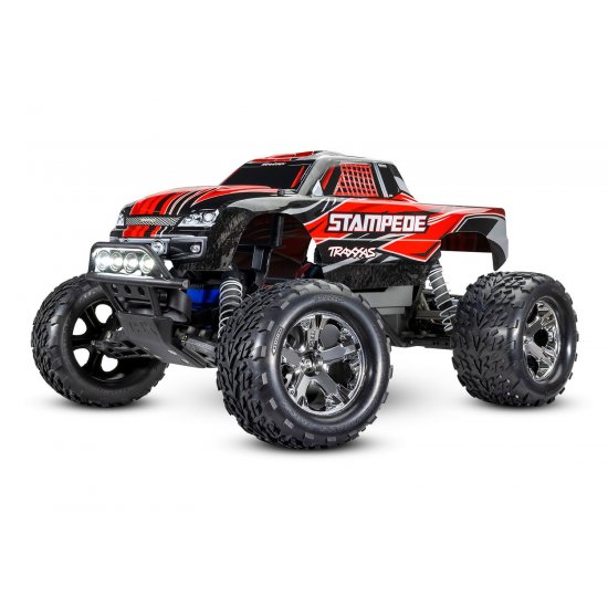 Stampede® 1/10 scale waterproof monster truck. Fully assembled and Ready-To-Race®,g Fast Charger, LED lighting, and ProGraphix® painted body.