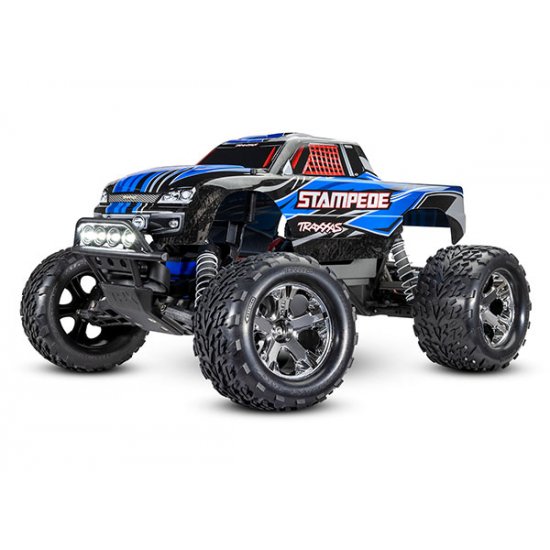  Stampede®: 1/10 Scale Monster Truck. Ready-to-Race® with TQ™ 2.4GHz radio system, XL-5 ESC (fwd/rev), and LED lights. Includes: 7-Cell NiMH 3000mAh Traxxas® battery
