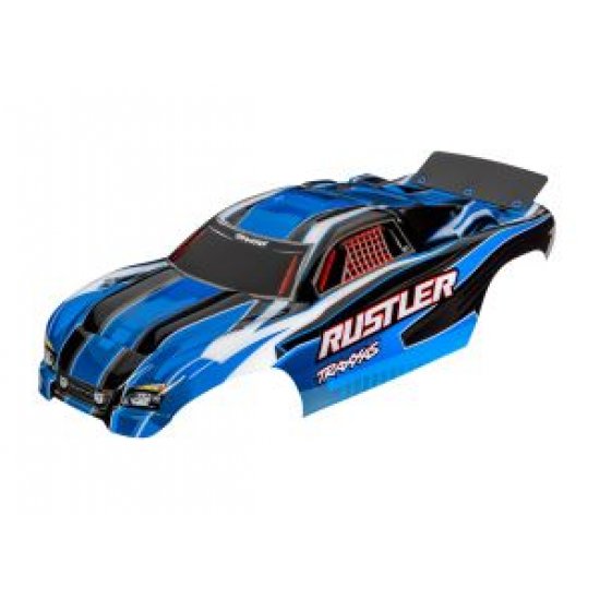 Body, Rustler® (also fits Rustler® VXL), blue (painted, decals applied, assembled with wing)