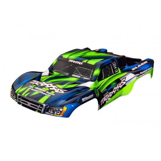 Body, Slash® 2WD (also fits Slash® VXL & Slash® 4X4), green & blue (painted, decals applied)