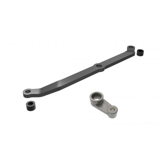 Steering link, 6061-T6 aluminum (dark titanium-anodized)/ servo horn, 