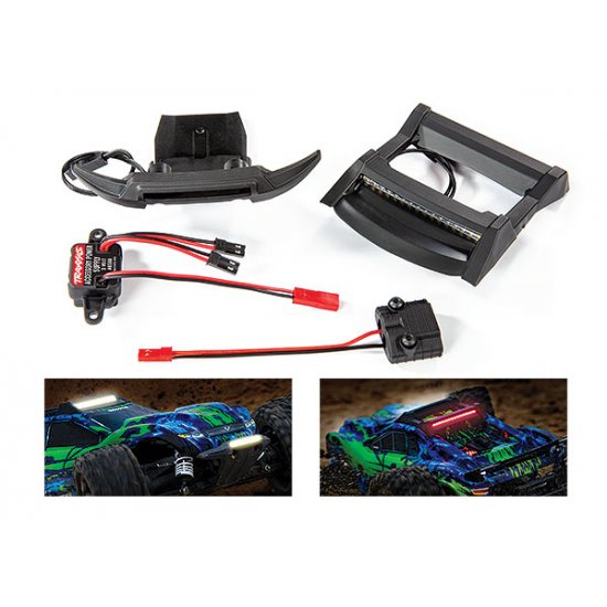 LED light set, complete (includes bumper with LED lights, roof skid plate with LED lights, 3-volt accessory power supply, and power tap connector (with cable)) (fits #6717 body)