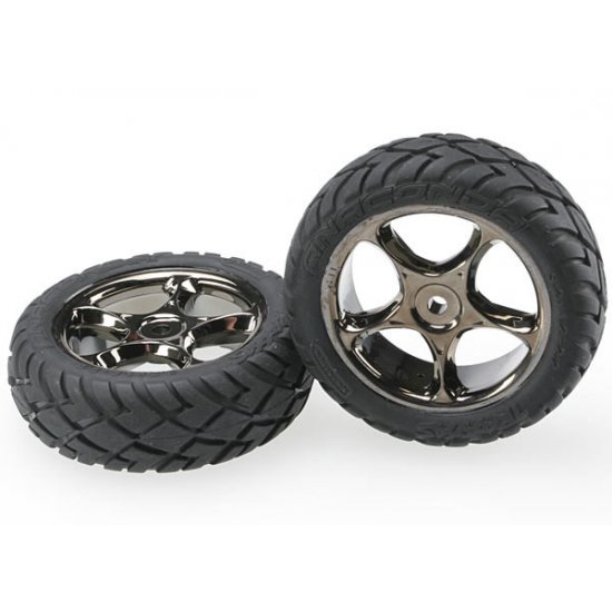 Traxxas Anaconda 2.2" Tires / Tracer BLK Chrome Wheel-Frt Bandit