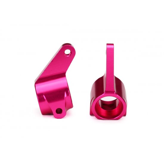 Steering blocks, Rustler®/Stampede®/Bandit (2), 6061-T6 aluminum (pink-anodized)/ 5x11mm ball bearings (4)