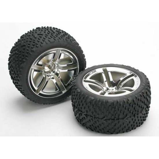 Traxxas Rear Mounted Tire/Wheel, Twin Spoke/ Victory Tires, Jato