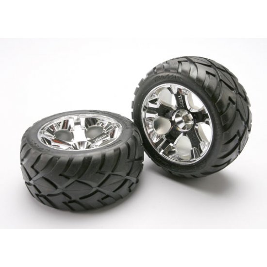 Traxxas All Star Wheels/ Tires, 2.8  Chrome Nitro Front