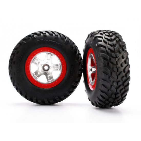 Tire & Wheel assembly, Mounted, Red Beadlock, Slash 2(ft)/4x4(Ft/Rr)