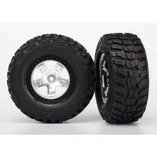 Tires & wheels, assembled, glued  (SCT satin chrome, black beadlock style wheels, Kumho tires, foam inserts) (2) (4WD front/rear, 2WD rear only)