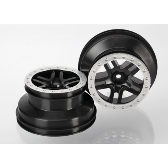 Traxxas Wheels, SCT Black Split-Spoke Satin Chrome 2WD Front