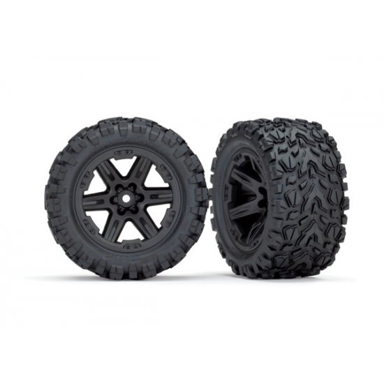 Tires & wheels, assembled, glued (2.8') (RXT black wheels, Talon Extreme tires, foam inserts) (2WD electric rear) (2) (TSM rated)