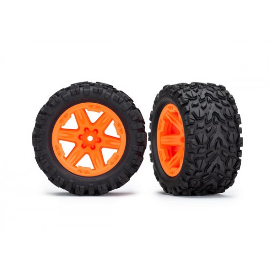 Tires & wheels, assembled, glued (2.8') (RXT orange wheels, Talon Extreme tires, foam inserts) (2WD electric rear) (2) (TSM rated)