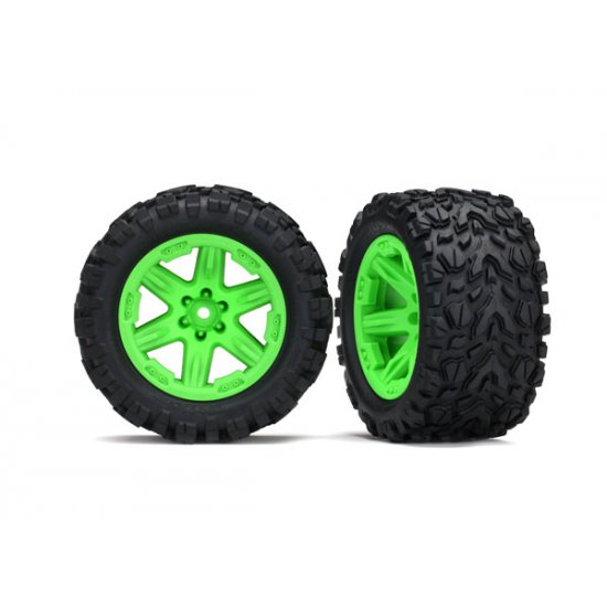 Tires & wheels, assembled, glued (2.8') (RXT green wheels, Talon Extreme tires, foam inserts) (2WD electric rear) (2) (TSM rated)