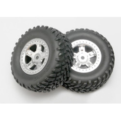 1/16 Satin Chrome SCT Wheels w/ Tires (2)
