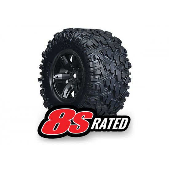 Tires & wheels, assembled, glued (X-Maxx® black wheels, Maxx® AT tires, foam inserts) (left & right) (2)