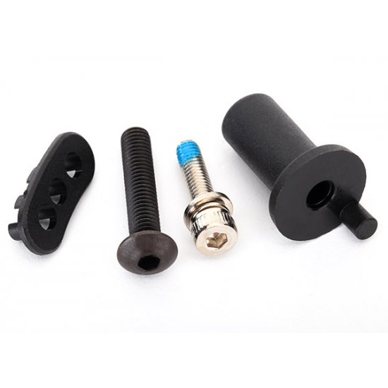 Motor mount hinge post/ fixed gear adapter/ 5x25mm BCS (1)/ 4x16mm CS with split and flat washer (1)