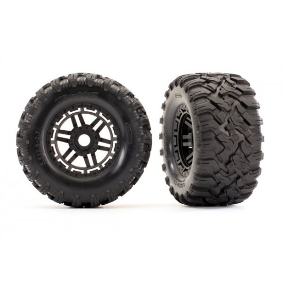 Tires & wheels, assembled, glued (black wheels, Maxx® All-Terrain tires, foam inserts) (2) (17mm splined) (TSM® rated)